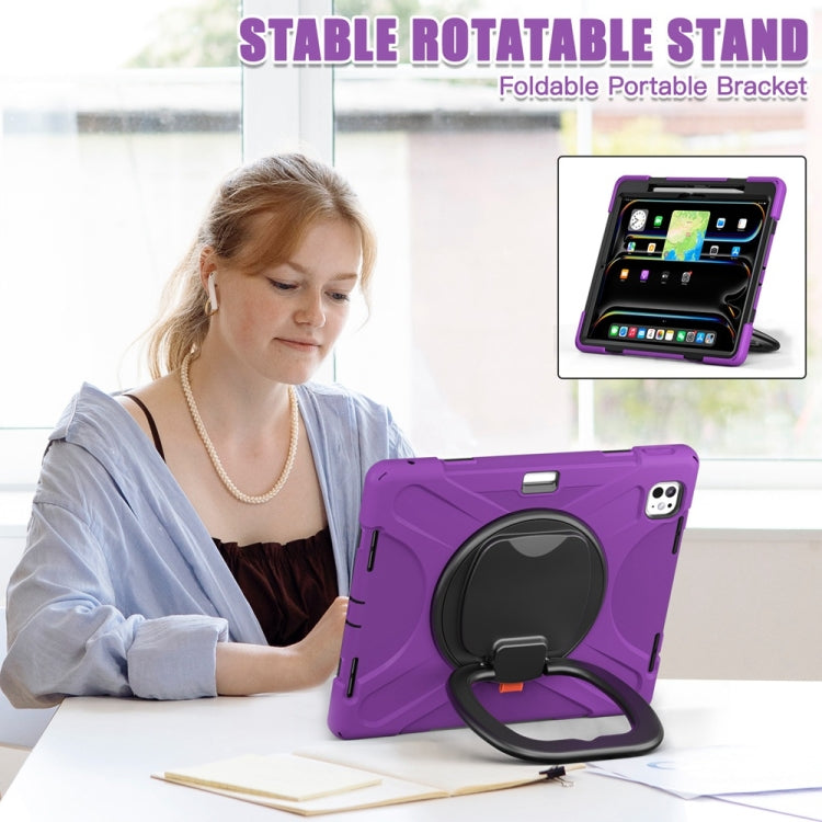 For iPad Pro 13 2024 Silicone Hybrid PC Tablet Case with Holder & Shoulder Strap(Purple) - iPad Pro 13 2024 Cases by PMC Jewellery | Online Shopping South Africa | PMC Jewellery | Buy Now Pay Later Mobicred