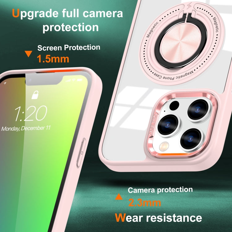 For iPhone 16 Pro Max Magnetic Rotating Ring Holder Phone Case(Pink) - iPhone 16 Pro Max Cases by PMC Jewellery | Online Shopping South Africa | PMC Jewellery | Buy Now Pay Later Mobicred