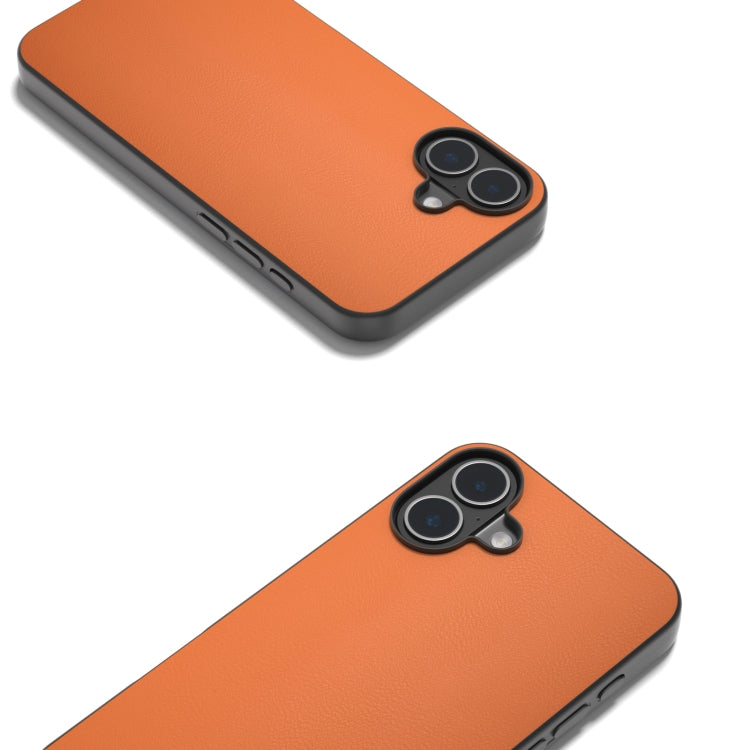 For iPhone 16 Plus PU Leather Black Frame Full Coverage Phone Case(Orange) - iPhone 16 Plus Cases by PMC TechLife | Online Shopping South Africa | PMC TechLife | Buy Now Pay Later Mobicred