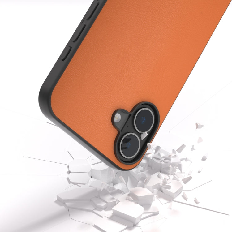 For iPhone 16 Plus PU Leather Black Frame Full Coverage Phone Case(Orange) - iPhone 16 Plus Cases by PMC TechLife | Online Shopping South Africa | PMC TechLife | Buy Now Pay Later Mobicred