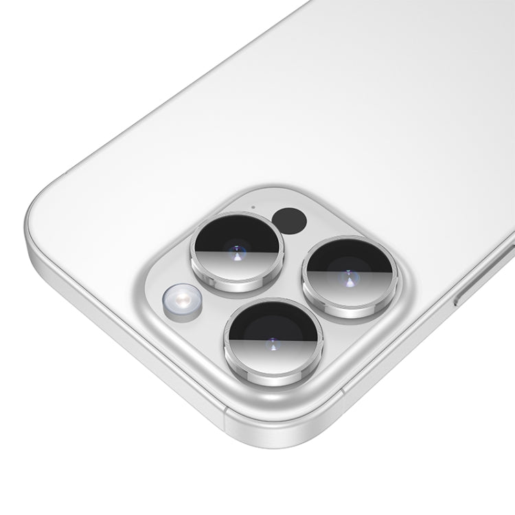 For iPhone 16 Pro / 16 Pro Max hoco V12 Plus 3D Eagle Eye Metal Lens Protective Film(Silver) - iPhone 16 Pro Tempered Glass by hoco | Online Shopping South Africa | PMC Jewellery | Buy Now Pay Later Mobicred