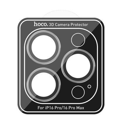 For iPhone 16 Pro / 16 Pro Max hoco V12 Plus 3D Eagle Eye Metal Lens Protective Film(Black) - iPhone 16 Pro Tempered Glass by hoco | Online Shopping South Africa | PMC Jewellery | Buy Now Pay Later Mobicred