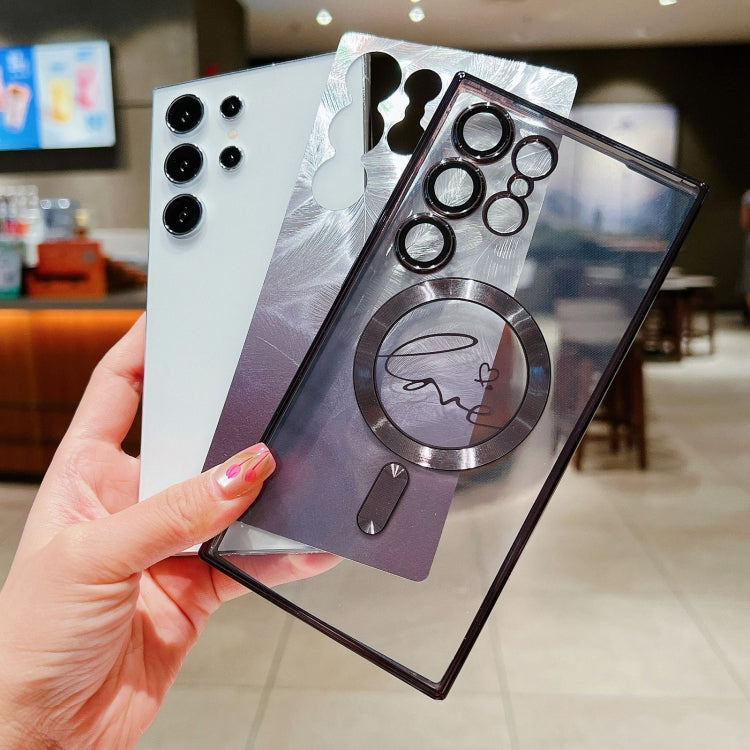 For Samsung Galaxy S25 Ultra 5G Dual-Love Feather Gradient Glitter MagSafe TPU Phone Case(Blue) - Galaxy S25 Ultra 5G Cases by PMC Jewellery | Online Shopping South Africa | PMC Jewellery | Buy Now Pay Later Mobicred