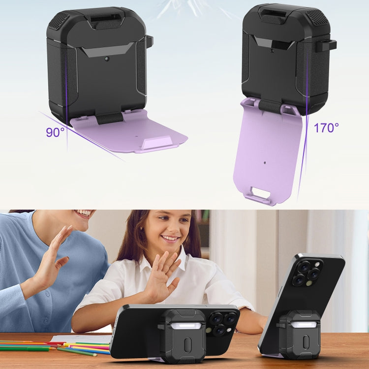 For AirPods 3 Phone Holder Design Earbuds Box Protective Case(Black) - For AirPods 3 by PMC Jewellery | Online Shopping South Africa | PMC Jewellery | Buy Now Pay Later Mobicred