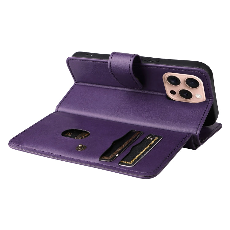 For iPhone 16 Pro Multi-Function Wallet 10 Card Slots Leather Phone Case(Violet) - iPhone 16 Pro Cases by PMC TechLife | Online Shopping South Africa | PMC TechLife | Buy Now Pay Later Mobicred