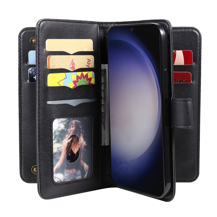 For Samsung Galaxy S25+ / S24+ 5G Multi-Function Wallet 10 Card Slots Leather Phone Case(Black) - Galaxy S25+ 5G Cases by PMC Jewellery | Online Shopping South Africa | PMC Jewellery | Buy Now Pay Later Mobicred