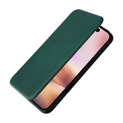 For iPhone 16 Carbon Fiber Texture Flip Leather Phone Case(Green) - iPhone 16 Cases by PMC Jewellery | Online Shopping South Africa | PMC Jewellery | Buy Now Pay Later Mobicred