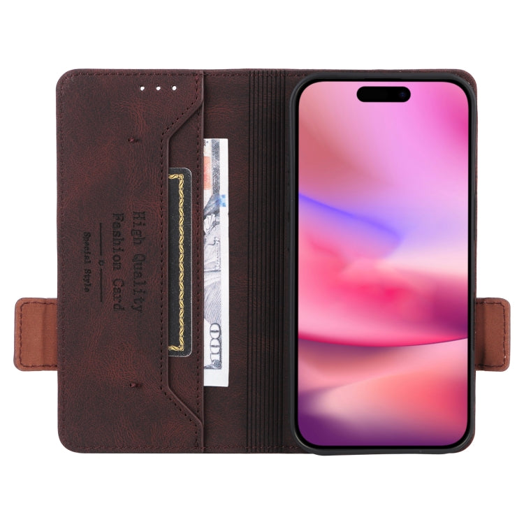 For iPhone 16 Plus Magnetic Clasp Leather Phone Case(Brown) - iPhone 16 Plus Cases by PMC Jewellery | Online Shopping South Africa | PMC Jewellery | Buy Now Pay Later Mobicred