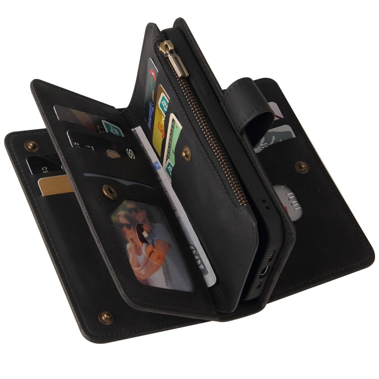 For iPhone 16 Plus Skin Feel Multi Card Slots Zipper Wallet Leather Phone Case(Black) - iPhone 16 Plus Cases by PMC TechLife | Online Shopping South Africa | PMC TechLife | Buy Now Pay Later Mobicred