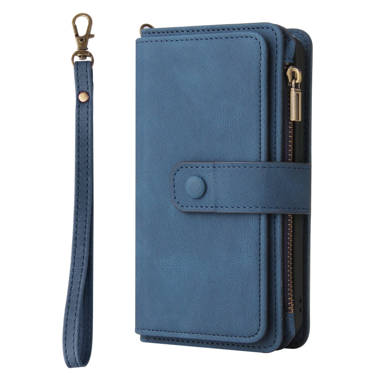 For iPhone 16 Plus Skin Feel Multi Card Slots Zipper Wallet Leather Phone Case(Blue) - free shipping - PMC TechLife - Order now!