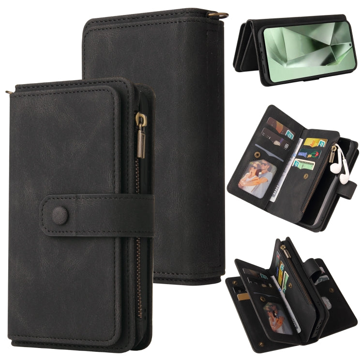 For Samsung Galaxy S24 FE 5G Skin Feel Multi Card Slots Zipper Wallet Leather Phone Case(Black) - Galaxy S24 FE 5G Cases by PMC Jewellery | Online Shopping South Africa | PMC Jewellery | Buy Now Pay Later Mobicred