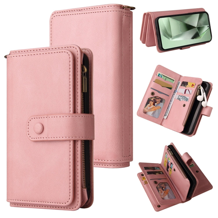 For Samsung Galaxy S24 FE 5G Skin Feel Multi Card Slots Zipper Wallet Leather Phone Case(Pink) - Galaxy S24 FE 5G Cases by PMC Jewellery | Online Shopping South Africa | PMC Jewellery | Buy Now Pay Later Mobicred