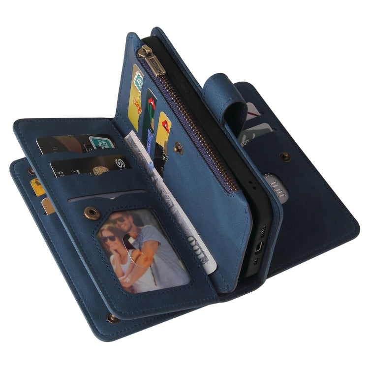 For Samsung Galaxy S24 FE 5G Skin Feel Multi Card Slots Zipper Wallet Leather Phone Case(Blue) - Galaxy S24 FE 5G Cases by PMC Jewellery | Online Shopping South Africa | PMC Jewellery | Buy Now Pay Later Mobicred