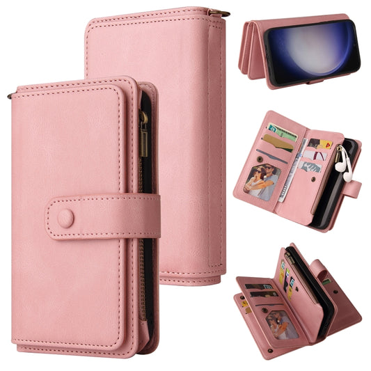 For Samsung Galaxy S25+ / S24+ 5G Skin Feel Multi Card Slots Zipper Wallet Leather Phone Case(Pink) - Galaxy S25+ 5G Cases by PMC Jewellery | Online Shopping South Africa | PMC Jewellery | Buy Now Pay Later Mobicred