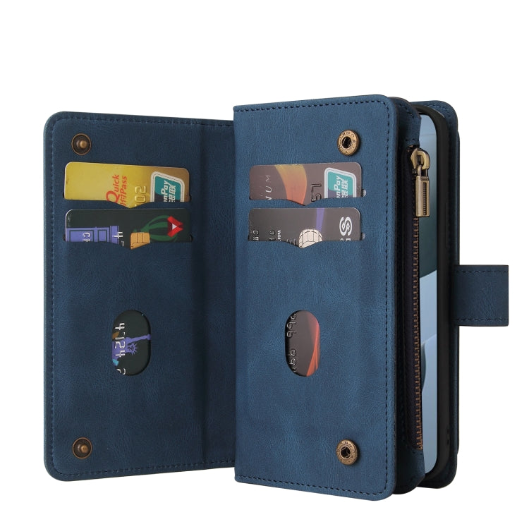 For Redmi K70 Skin Feel Multi Card Slots Zipper Wallet Leather Phone Case(Blue) - K70 Cases by PMC Jewellery | Online Shopping South Africa | PMC Jewellery | Buy Now Pay Later Mobicred