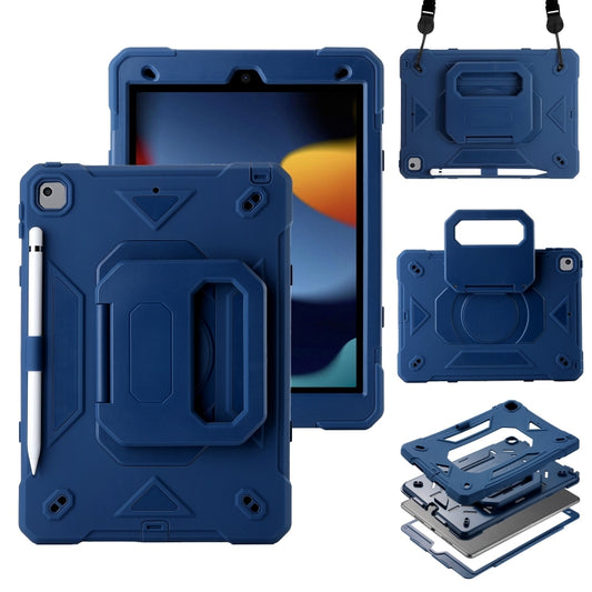 For iPad 10.2 2021 / 2020 / 2019 Legend Grip Holder Silicone Hybrid PC Tablet Case with Strap(Navy Blue) - iPad 10.2 Cases by PMC Jewellery | Online Shopping South Africa | PMC Jewellery | Buy Now Pay Later Mobicred