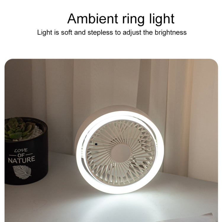 N601 180 Degree Rotating Type-C Desktop Fan with LED Ambience Light(White) - Electric Fans by PMC Jewellery | Online Shopping South Africa | PMC Jewellery | Buy Now Pay Later Mobicred