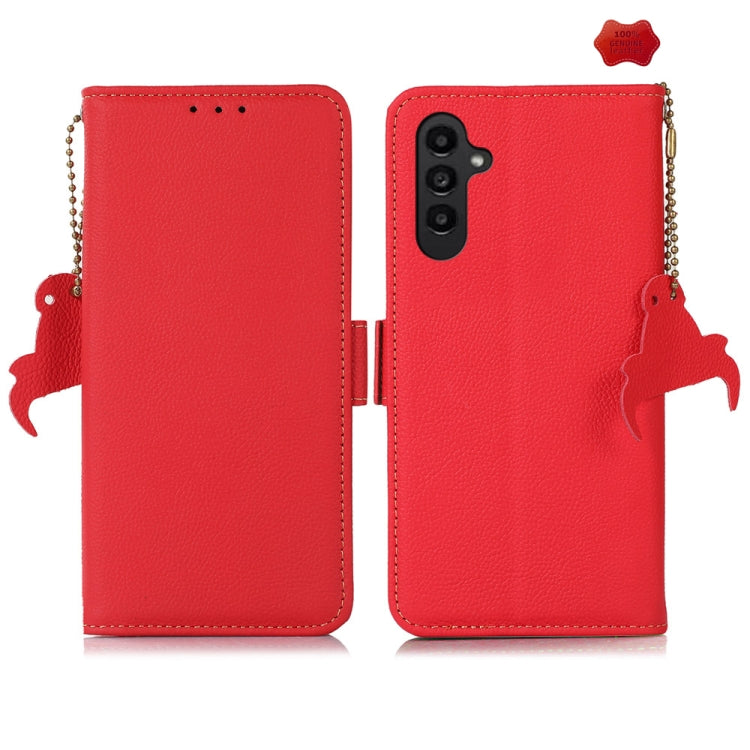 For Samsung Galaxy S24 FE 5G Side-Magnetic TJ Genuine Leather RFID Phone Case(Red) - Galaxy S24 FE 5G Cases by PMC Jewellery | Online Shopping South Africa | PMC Jewellery | Buy Now Pay Later Mobicred