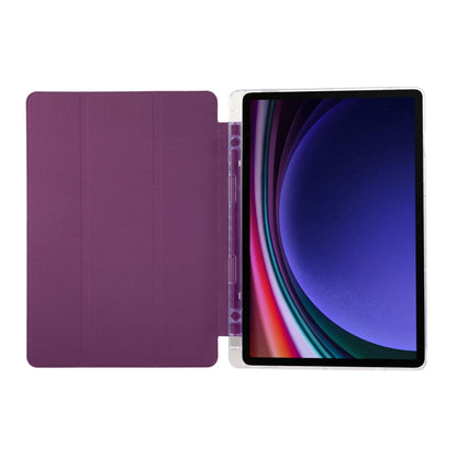 For Samsung Galaxy Tab S9 / S9 FE Carbon Fiber Clear Acrylic 3-Fold Leather Tablet Case(Purple) - Galaxy Tab S9 Cases by PMC Jewellery | Online Shopping South Africa | PMC Jewellery | Buy Now Pay Later Mobicred