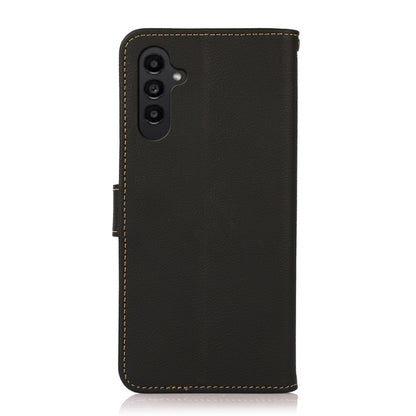 For Samsung Galaxy S24 FE 5G KHAZNEH Custer Genuine Leather RFID Phone Case(Black) - Galaxy S23 FE 5G Cases by PMC Jewellery | Online Shopping South Africa | PMC Jewellery | Buy Now Pay Later Mobicred