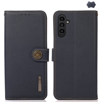 For Samsung Galaxy S24 FE 5G KHAZNEH Custer Genuine Leather RFID Phone Case(Blue) - Galaxy S23 FE 5G Cases by PMC Jewellery | Online Shopping South Africa | PMC Jewellery | Buy Now Pay Later Mobicred