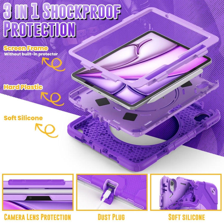 For iPad Air 11 2024 Spider Rotation Handle Silicone Hybrid PC Tablet Case(Purple) - iPad Air 11 2024 Cases by PMC Jewellery | Online Shopping South Africa | PMC Jewellery | Buy Now Pay Later Mobicred