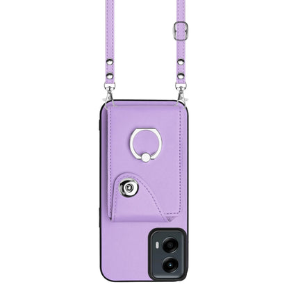 For Motorola Moto G 5G 2024 Organ Card Bag Ring Holder Phone Case with Long Lanyard(Purple) - Motorola Cases by PMC Jewellery | Online Shopping South Africa | PMC Jewellery | Buy Now Pay Later Mobicred