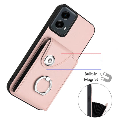 For Motorola Moto G 5G 2024 Organ Card Bag Ring Holder Phone Case with Long Lanyard(Pink) - Motorola Cases by PMC Jewellery | Online Shopping South Africa | PMC Jewellery | Buy Now Pay Later Mobicred