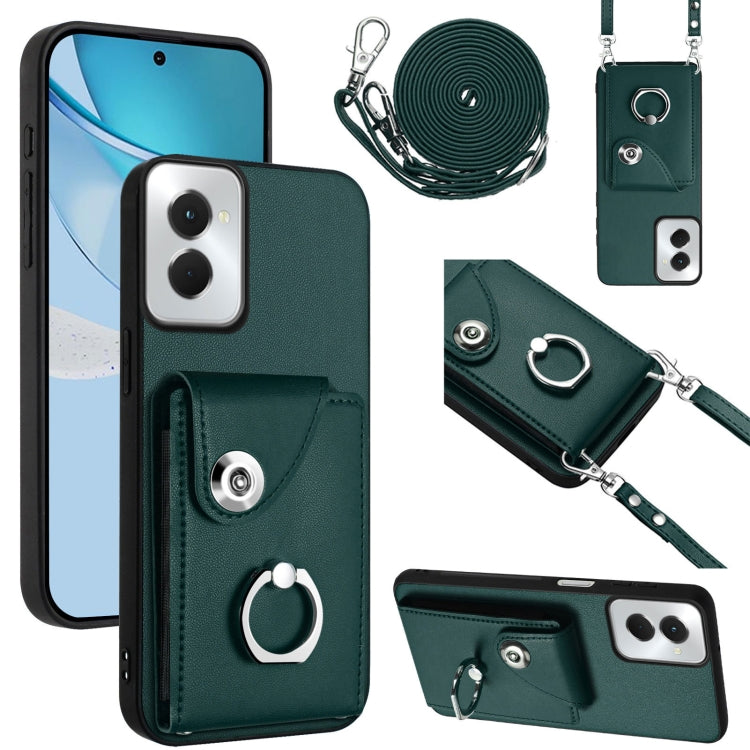 For Motorola Moto G Power 2024 5G Organ Card Bag Ring Holder Phone Case with Long Lanyard(Green) - Motorola Cases by PMC Jewellery | Online Shopping South Africa | PMC Jewellery | Buy Now Pay Later Mobicred