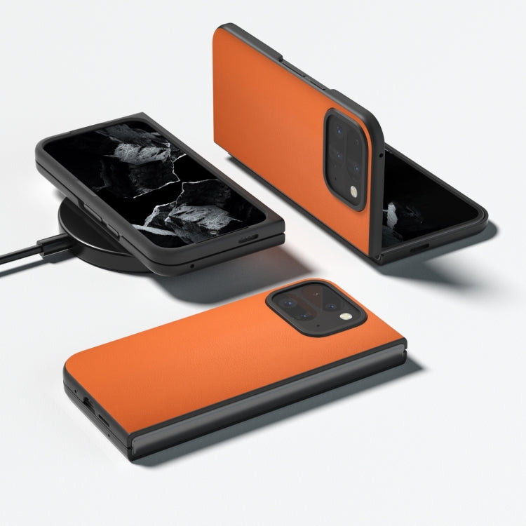 For Google Pixel 9 Pro Fold PU Leather Black Frame Full Coverage Phone Case(Orange) - Google Cases by PMC Jewellery | Online Shopping South Africa | PMC Jewellery | Buy Now Pay Later Mobicred