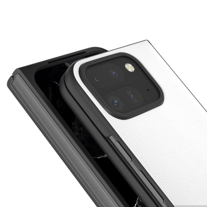 For Google Pixel 9 Pro Fold PU Leather Black Frame Full Coverage Phone Case(White) - Google Cases by PMC Jewellery | Online Shopping South Africa | PMC Jewellery | Buy Now Pay Later Mobicred