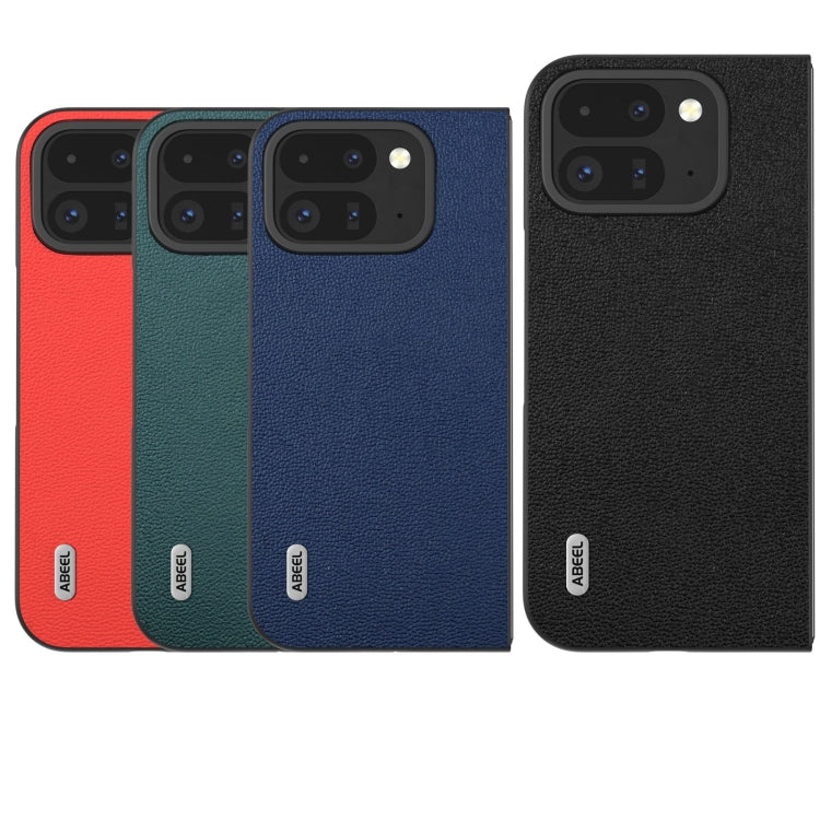 For Google Pixel 9 Pro Fold ABEEL Genuine Leather Luolai Series Phone Case(Dark Blue) - Google Cases by PMC Jewellery | Online Shopping South Africa | PMC Jewellery | Buy Now Pay Later Mobicred