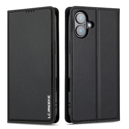 For iPhone 16 Plus LC.IMEEKE L1 Series Frosted Fine Texture PU Phone Case(Black) - iPhone 16 Plus Cases by LC.IMEEKE | Online Shopping South Africa | PMC Jewellery | Buy Now Pay Later Mobicred