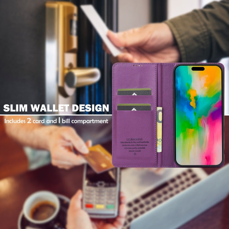 For iPhone 16 Plus LC.IMEEKE L1 Series Frosted Fine Texture PU Phone Case(Purple) - iPhone 16 Plus Cases by LC.IMEEKE | Online Shopping South Africa | PMC Jewellery | Buy Now Pay Later Mobicred