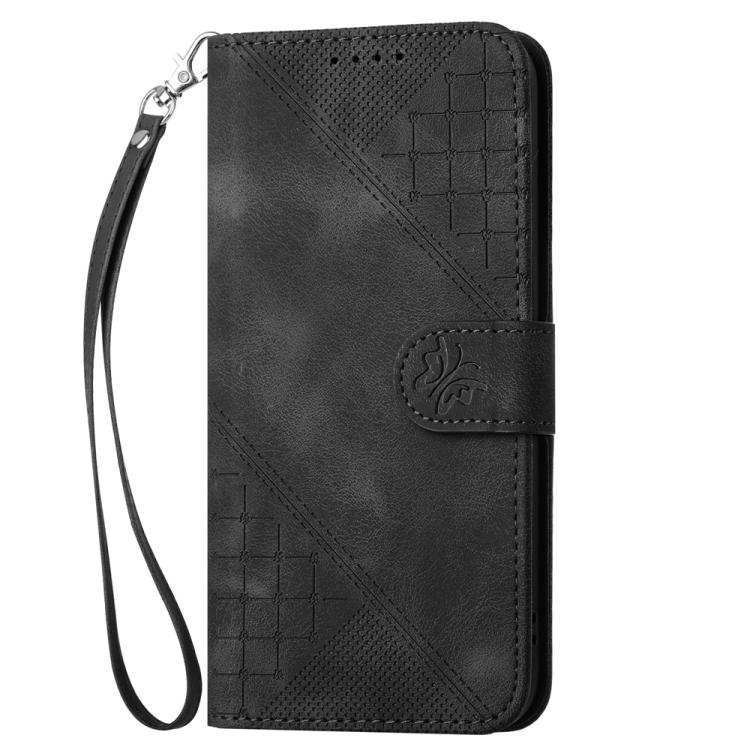 For iPhone 17 Pro Max YX0080 Grid Butterfly Embossed Pattern Flip Leather Phone Case with Lanyard(Black) - free shipping - PMc TechLife - Order now!