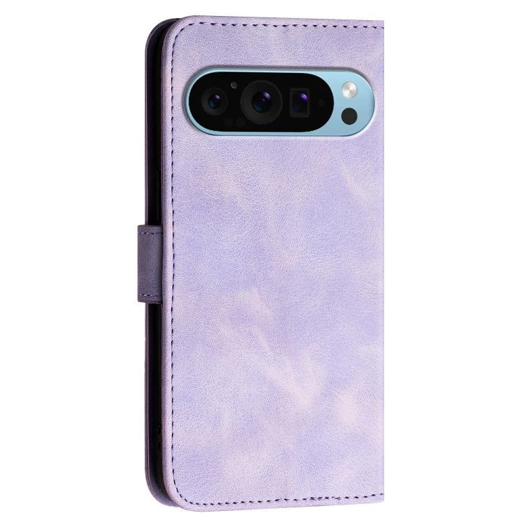 For Google Pixel 9 / 9 Pro YX0080 Grid Butterfly Embossed Pattern Flip Leather Phone Case with Lanyard(Light Purple) - Google Cases by PMC Jewellery | Online Shopping South Africa | PMC Jewellery | Buy Now Pay Later Mobicred