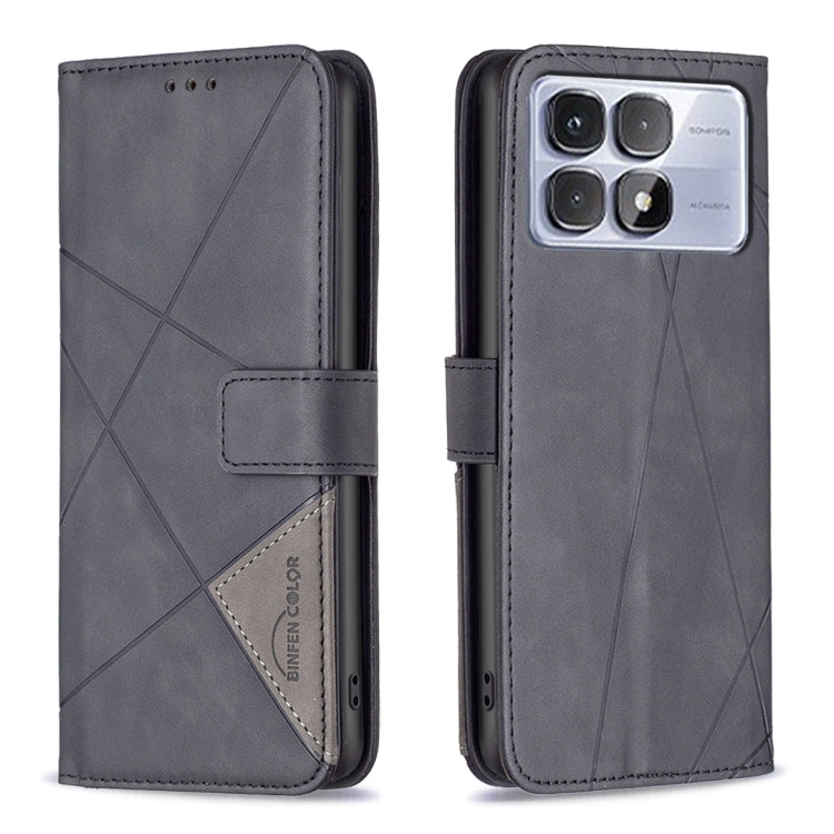 For Redmi K70 Ultra Magnetic Buckle Rhombus Texture Leather Phone Case(Black) - Xiaomi Cases by PMC Jewellery | Online Shopping South Africa | PMC Jewellery | Buy Now Pay Later Mobicred