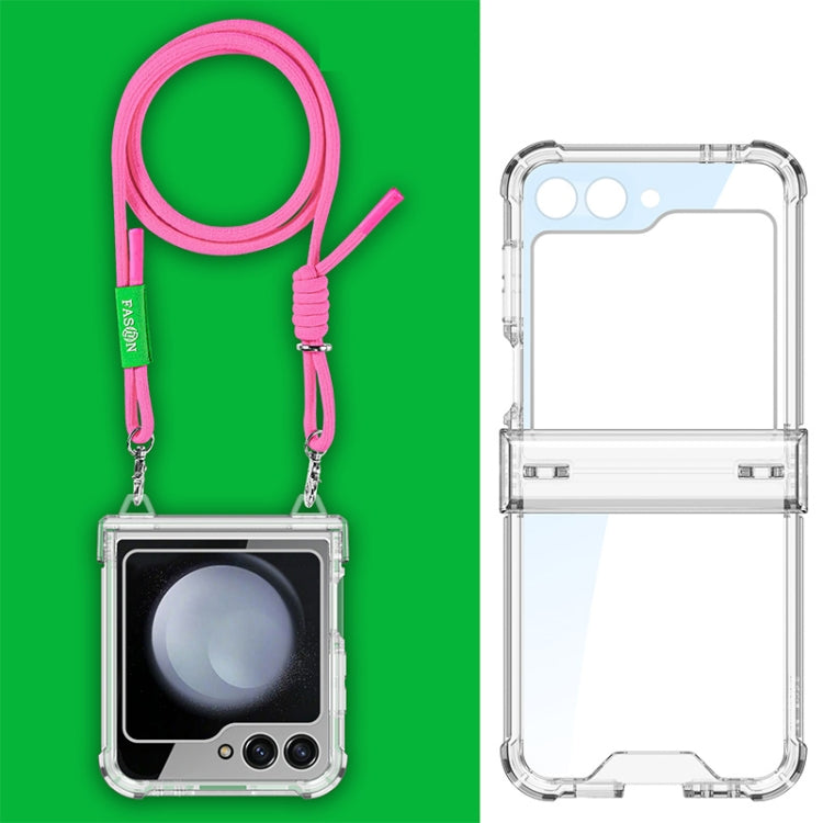 For Samsung Galaxy Z Flip5 GKK Airbag Hinge Full Coverage Phone Case with Crossbody Rope(Pink) - Galaxy Z Flip5 Cases by GKK | Online Shopping South Africa | PMC Jewellery | Buy Now Pay Later Mobicred