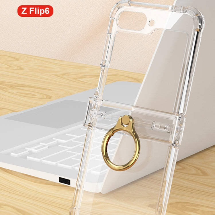 For Samsung Galaxy Z Flip6 GKK Clear Airbag Hinge Full Coverage Phone Case with Ring / Metal Chain(Gold) - Galaxy Z Flip6 5G Cases by GKK | Online Shopping South Africa | PMC Jewellery | Buy Now Pay Later Mobicred