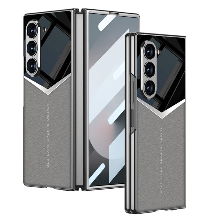 For Samsung Galaxy Z Fold6 GKK Integrated Plating Leather Knight Full Coverage Phone Case(Grey) - Galaxy Z Fold6 5G Cases by GKK | Online Shopping South Africa | PMC Jewellery | Buy Now Pay Later Mobicred