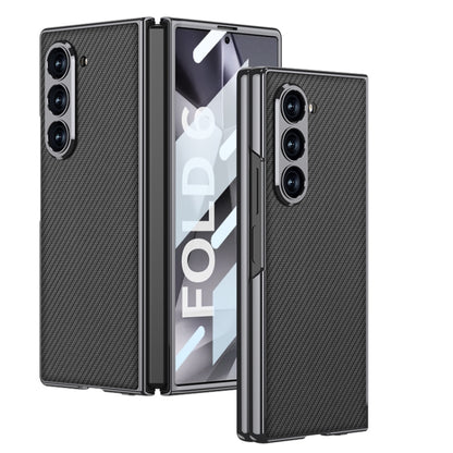 For Samsung Galaxy Z Fold6 GKK Integrated Plating Leather Full Coverage Phone Case(Carbon Fibre) - Galaxy Z Fold6 5G Cases by GKK | Online Shopping South Africa | PMC Jewellery | Buy Now Pay Later Mobicred