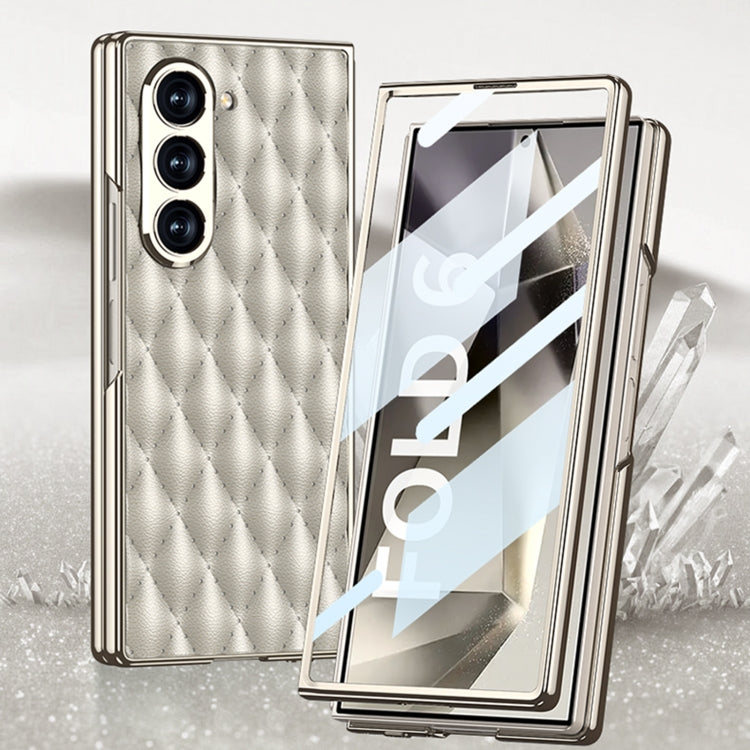 For Samsung Galaxy Z Fold6 GKK Integrated Plating Leather Rhombus Texture Full Coverage Phone Case(Titanium Grey) - Galaxy Z Fold6 5G Cases by GKK | Online Shopping South Africa | PMC Jewellery | Buy Now Pay Later Mobicred