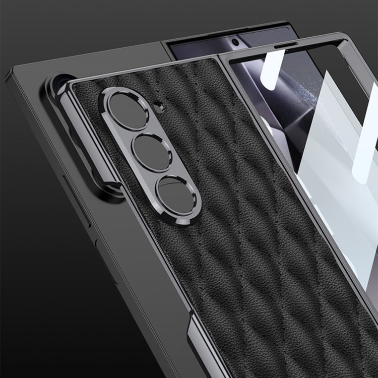 For Samsung Galaxy Z Fold6 GKK Integrated Plating Leather Rhombus Texture Full Coverage Phone Case(Titanium Grey) - Galaxy Z Fold6 5G Cases by GKK | Online Shopping South Africa | PMC Jewellery | Buy Now Pay Later Mobicred