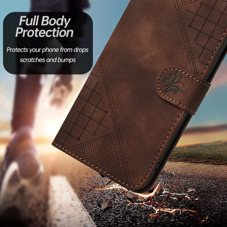 For Huawei Pura 70 YX0080 Grid Butterfly Embossed Pattern Flip Leather Phone Case with Lanyard(Coffee) - Huawei Cases by PMC Jewellery | Online Shopping South Africa | PMC Jewellery | Buy Now Pay Later Mobicred