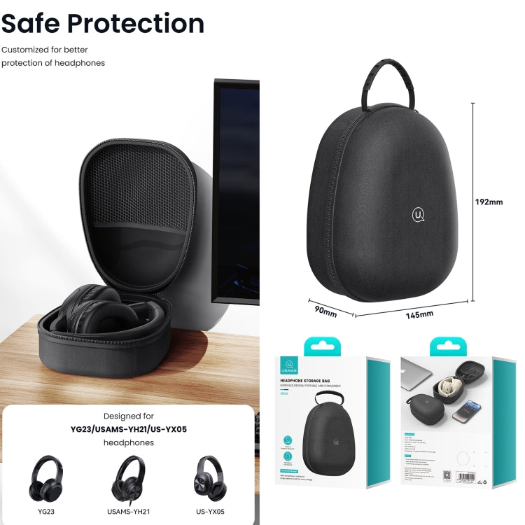 USAMS ZB292 Large Capacity Headphone Storage Bag (Black) - Other Earphone Case by USAMS | Online Shopping South Africa | PMC Jewellery | Buy Now Pay Later Mobicred