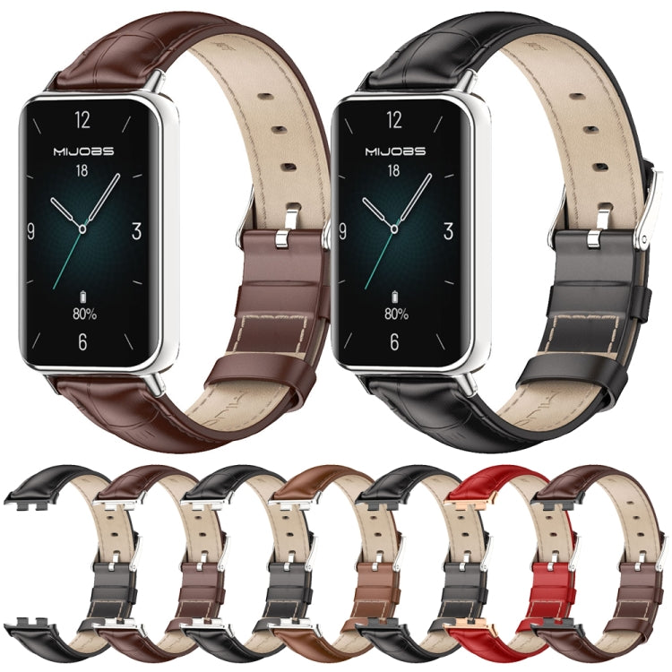 For Honor Band 10 / 9 MIJOBS Cowhide Leather Watch Band(Brown Silver) - free shipping - PMc TechLife - Order now!