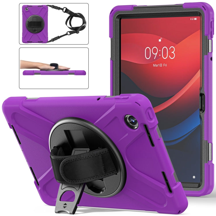 For Lenovo Tab M11 /Xiaomi Pad 11 2024 Rotatable Holder Silicone Hybrid PC Tablet Case with Shoulder Strap(Purple) - Lenovo by PMC Jewellery | Online Shopping South Africa | PMC Jewellery | Buy Now Pay Later Mobicred