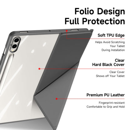 For Samsung Galaxy Tab S9+ / S9 FE+ DUX DUCIS Magi Series Smart Leather Tablet Case(Grey) - Galaxy Tab S9+ Cases by DUX DUCIS | Online Shopping South Africa | PMC Jewellery | Buy Now Pay Later Mobicred