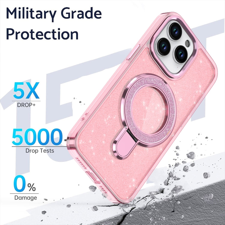 For iPhone 16 Pro Glitter Ring Holder MagSafe Phone Case(Purple) - iPhone 16 Pro Cases by PMC TechLife | Online Shopping South Africa | PMC TechLife | Buy Now Pay Later Mobicred
