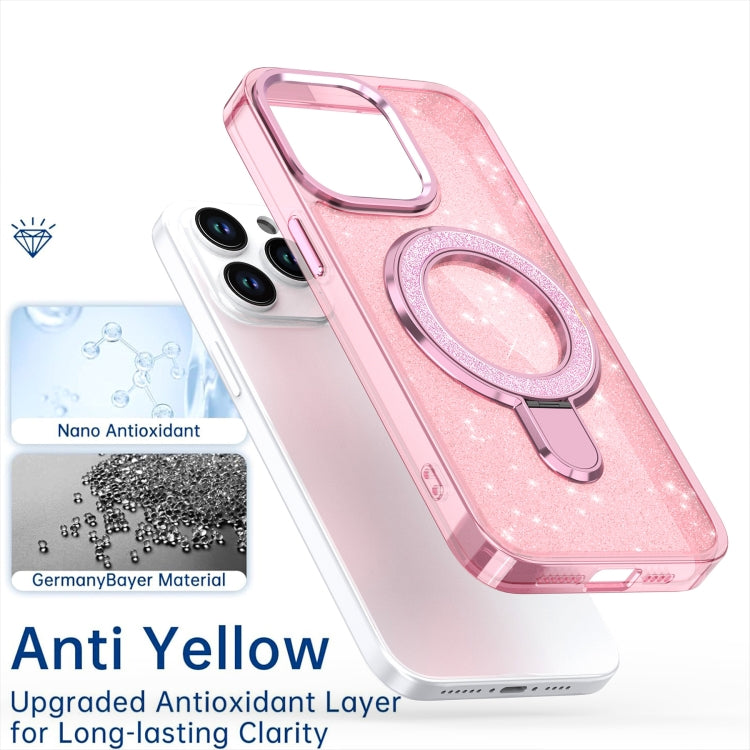 For iPhone 16 Pro Glitter Ring Holder MagSafe Phone Case(Purple) - iPhone 16 Pro Cases by PMC TechLife | Online Shopping South Africa | PMC TechLife | Buy Now Pay Later Mobicred